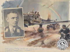 A Signed & Dedicated Junkers Sketch Book To Knight's Cross Recipient Führer Wienecke