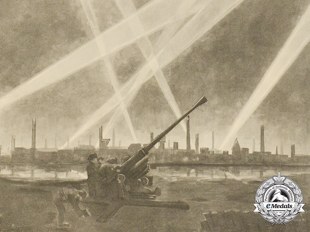 a_large_period_print_depicting_an_anti-_aircraft_flak_in_the_wake_of_an_air_raid_d_6735_1