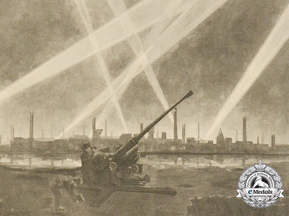 a_large_period_print_depicting_an_anti-_aircraft_flak_in_the_wake_of_an_air_raid_d_6735_1