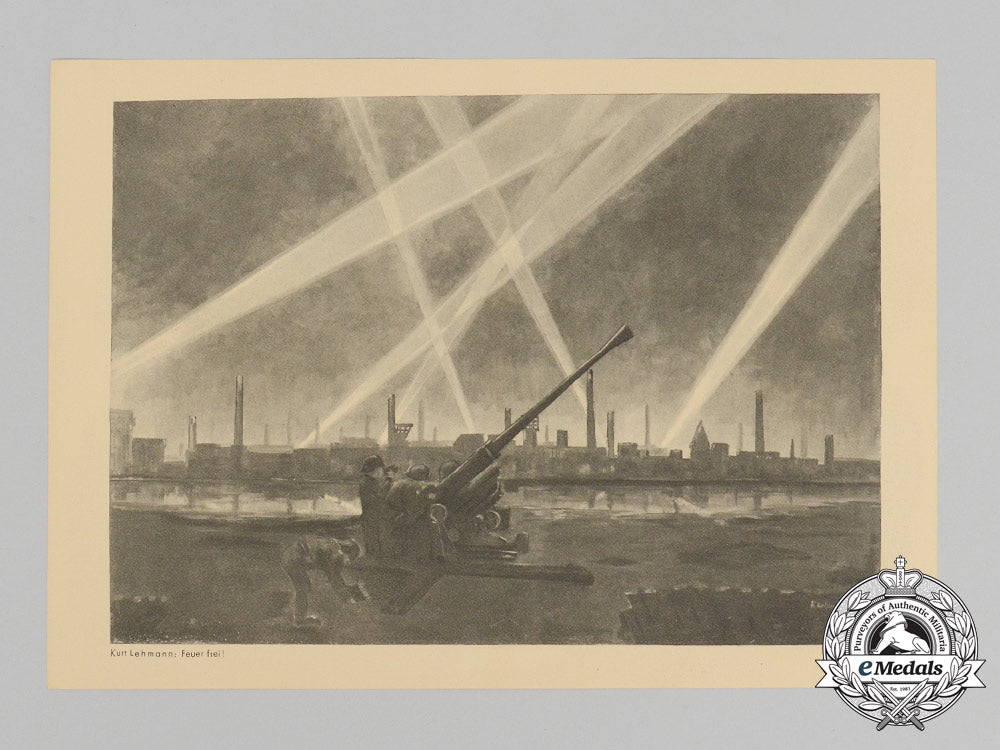 a_large_period_print_depicting_an_anti-_aircraft_flak_in_the_wake_of_an_air_raid_d_6736_1