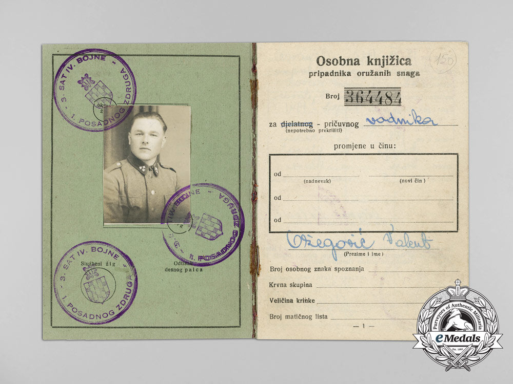 a_ww2_croatian_army_book,_nco_valent_ožegović_d_6896