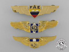 A Group Of Three South American Air Force Pilot Badges