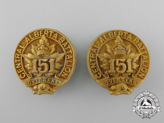 a_first_war151_st_infantry_battalion_officer's_collar_badge_pair_d_7273