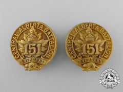 A First War 151St Infantry Battalion Officer's Collar Badge Pair