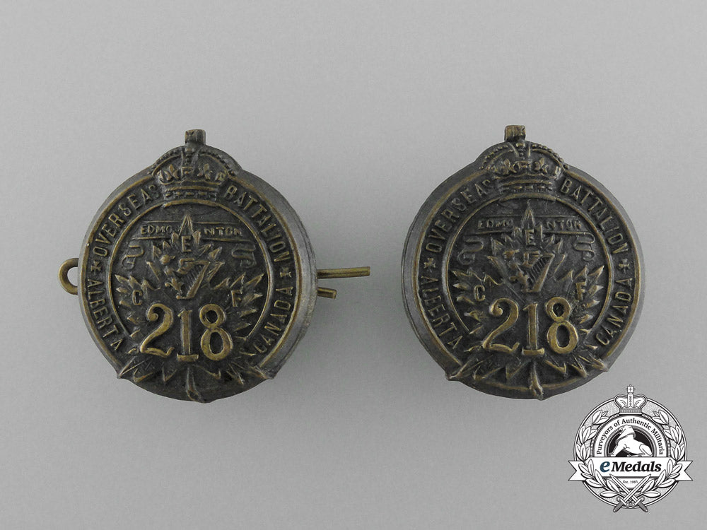 a_first_war218_th_canadian_infantry_battalion_collar_badge_pair_d_7277