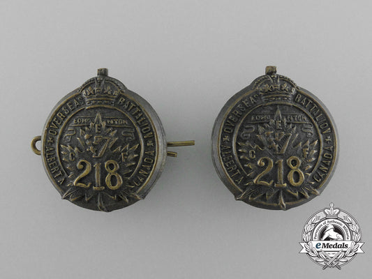 a_first_war218_th_canadian_infantry_battalion_collar_badge_pair_d_7277