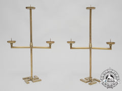 A Rare Set Of Two Large Brass Candelabra