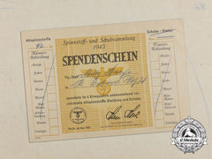 A 1943 German Donation Of Cloth And Shoe Certificate