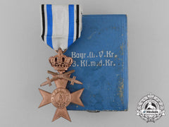 A Bavarian Military Merit Cross; 3Rd Class With Crown And Swords & Case