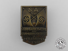 A 1933 Sa Heilsbronn Blessing Of The Flag And Sturmann Sports Festival Badge