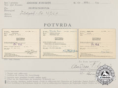 Three Second War Period Croatian Documents Confirming The Award Received