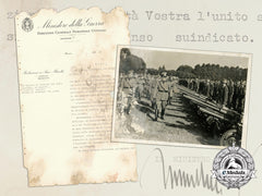 An Italian National Institute For Cultural Relations Document Signed By Mussolini