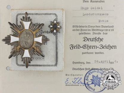 a_first_war_german_field_honour_badge_and_stickpin,_boxed_with_award_document_d_8458_1