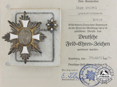 A First War German Field Honour Badge And Stickpin, Boxed With Award Document