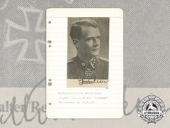 A Wartime Daybook Page Signed By Ss-Hauptsturmführer & Knight’s Cross Recipient Walter Reder