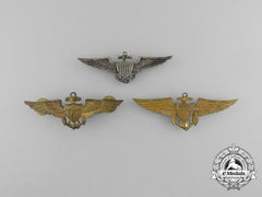 Three United States Navy Naval Aviator Badges