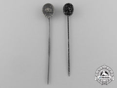 A Grouping Of Two Second War German Miniature Wound Badge Stick Pins