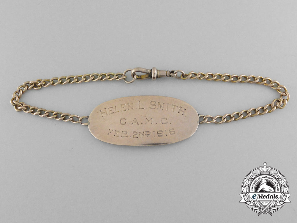 a_first_war_gold_id_bracelet_of_to_canadian_nursing_sister_helen_lawrie_smith_d_8921