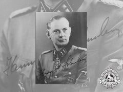 A Signed Photograph Of Knight’s Cross & German Cross Recipient Ss-Sturmbannführer Lohmann