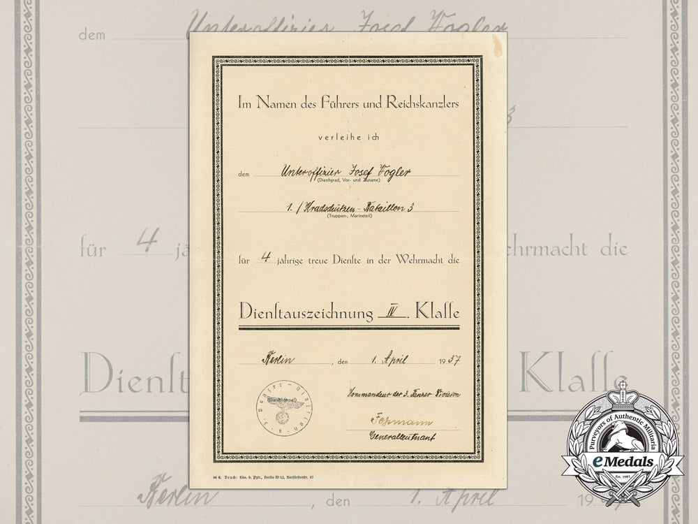 an_award_document_for_wehrmacht_long_service_award_to_the_kradschützen_d_9201