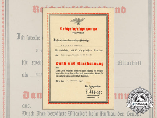 an_award_document_for_volunteer_work_in_the_national_air_raid_protection_league_d_9204