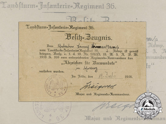 a1918_award_document_for_a_wound_badge;_landsturm_infantry_regiment36_d_9207