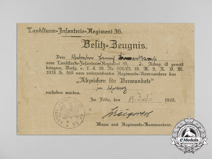 a1918_award_document_for_a_wound_badge;_landsturm_infantry_regiment36_d_9208