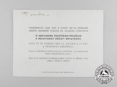 An Official Invitation To Speech Of Dr. Lorković