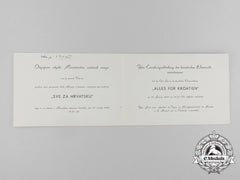 An Invitation For The Event “All For Croatia”, 16.1.1944