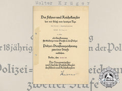 A 1938 Police Long Service Award Second Class Award Document