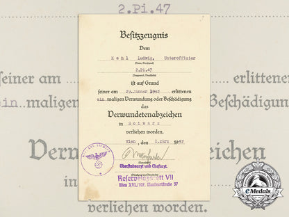 a1942_black_grade_wound_badge_award_document_presented_to_nco_ludwig_kehl_d_9516