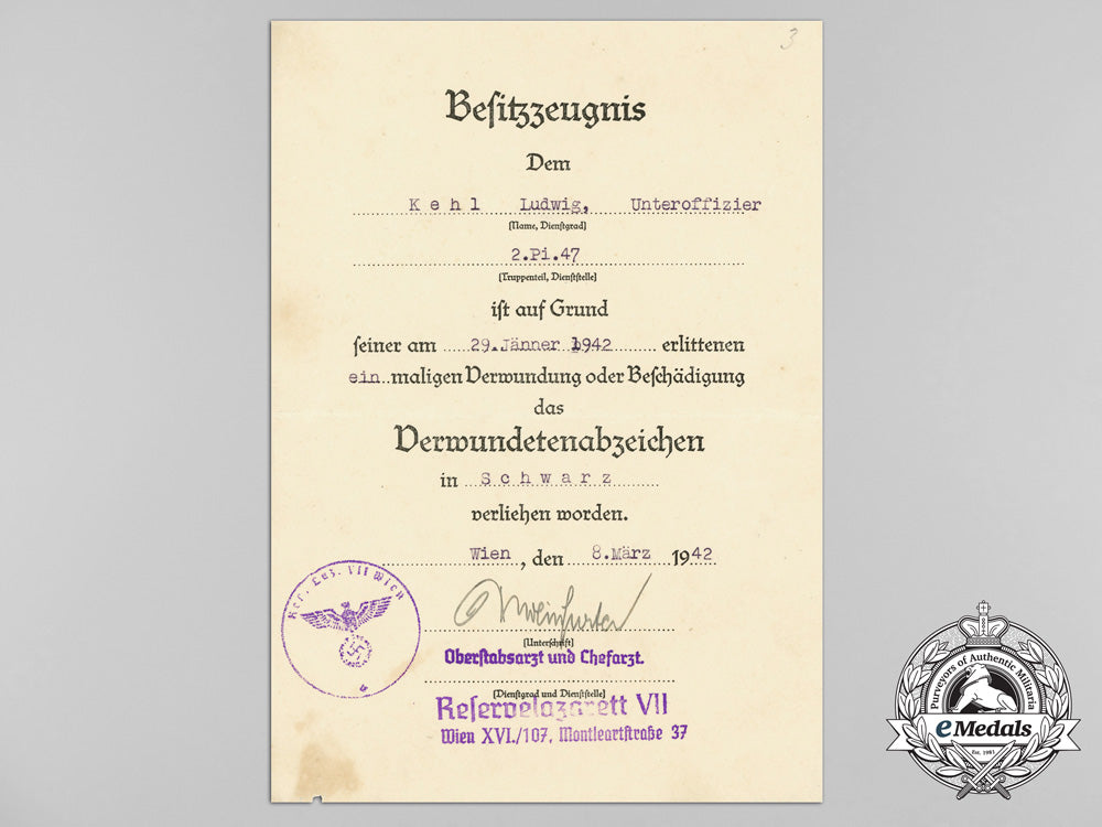 a1942_black_grade_wound_badge_award_document_presented_to_nco_ludwig_kehl_d_9517