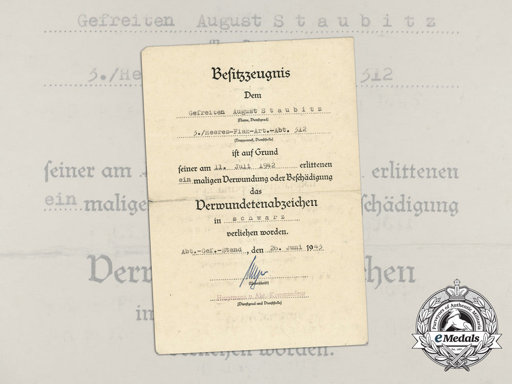 a_black_grade_wound_badge_award_document_to_the3_rd_army_flak/_artillery_abteilung312_d_9793