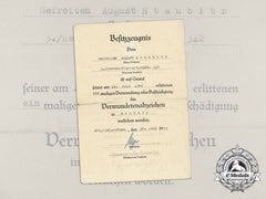 A Black Grade Wound Badge Award Document To The 3Rd Army Flak/Artillery Abteilung 312