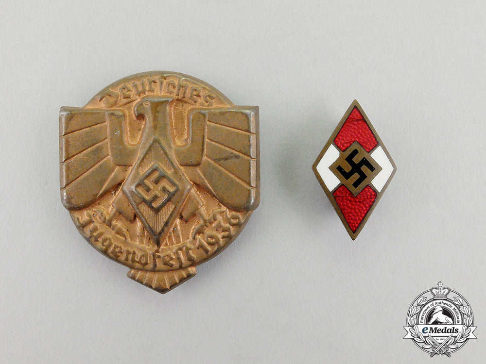 a1936_german_festival_of_youths_badge_with_an_hj_membership_badge_by_otto_schickle_dd_0692