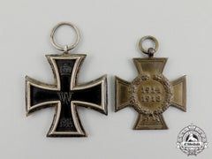 An Iron Cross 1914 Second Class With A Non-Combatant Hindenburg Cross