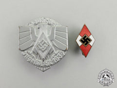 Germany. A 1937 German Festival Of Youths Badge With An Hj Membership Badge By Karl Wurster