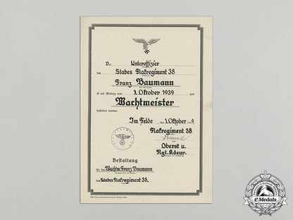 two_promotion_certificates_to_flak_oberwachtmeister_franz_baumann_dd_1383