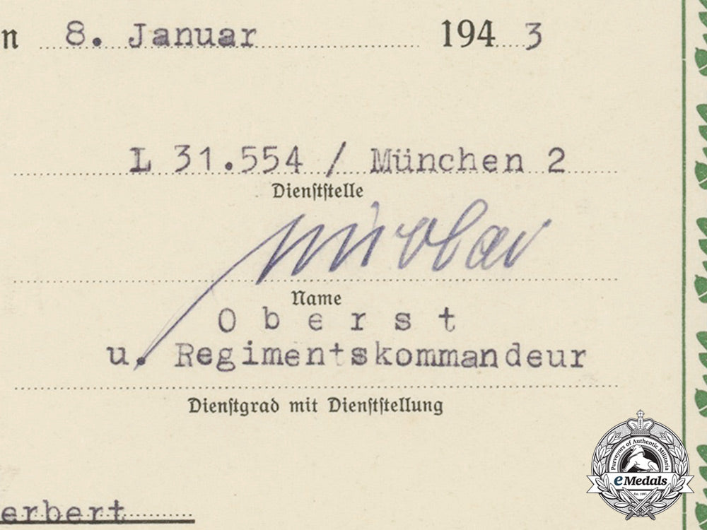 a_promotion_document_to_flak_oberwachtmeister_egdorf,4_th_battery_of_flak_regiment6_dd_1700