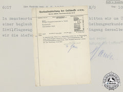 A 1937 Letter From The Luftwaffe Sales Department Concerning A Civilian Pilot’s Badge
