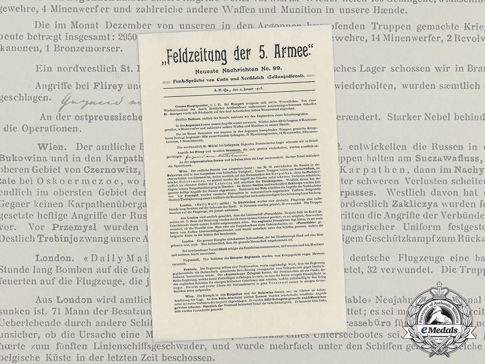 a_field_newspaper_dated_january_second1915_to_the_german_imperial5_th_armee_dd_1797
