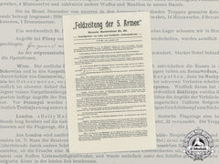 A Field Newspaper Dated January Second 1915 To The German Imperial 5Th Armee