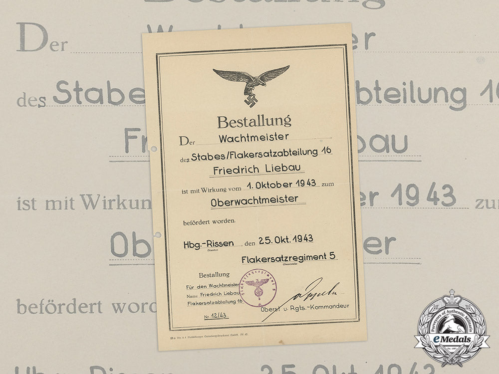 a_luftwaffe_promotional_document_promoting_friedrich_liebau_to_flak_master_sergeant_dd_1804