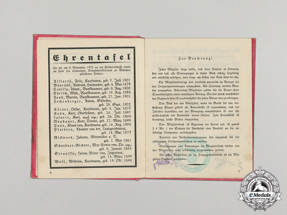 a1934_nsdap_membership_id_booklet_to_karl_müllenbach_dd_1965