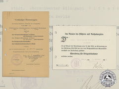 Two Award Documents (War Merit Cross With Swords) To Senior Nurse Hildegard Wittstock