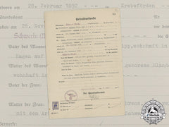 Germany. A Wartime Marriage Certificate, C.1941