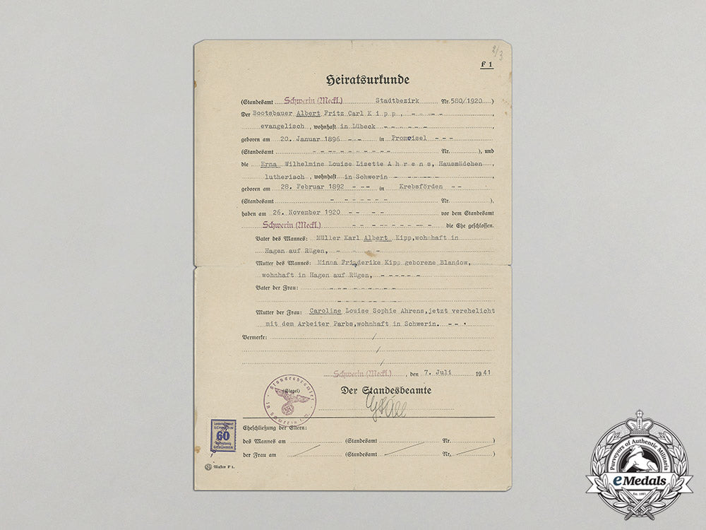 germany._a_wartime_marriage_certificate,_c.1941_dd_3611