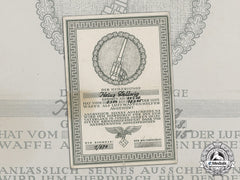 An Honourary Certificate Of Service As A Hj Luftwaffe Helper