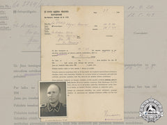 A Latvian Waffen-Ss Social Assistance Certificate And Portrait