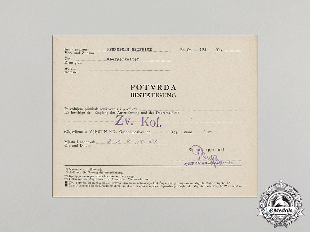 germany._a_croatian/_german_confirmation_document_for_the_crown_of_king_zvonimir_to_obergefreiter_renneberg_dd_5927